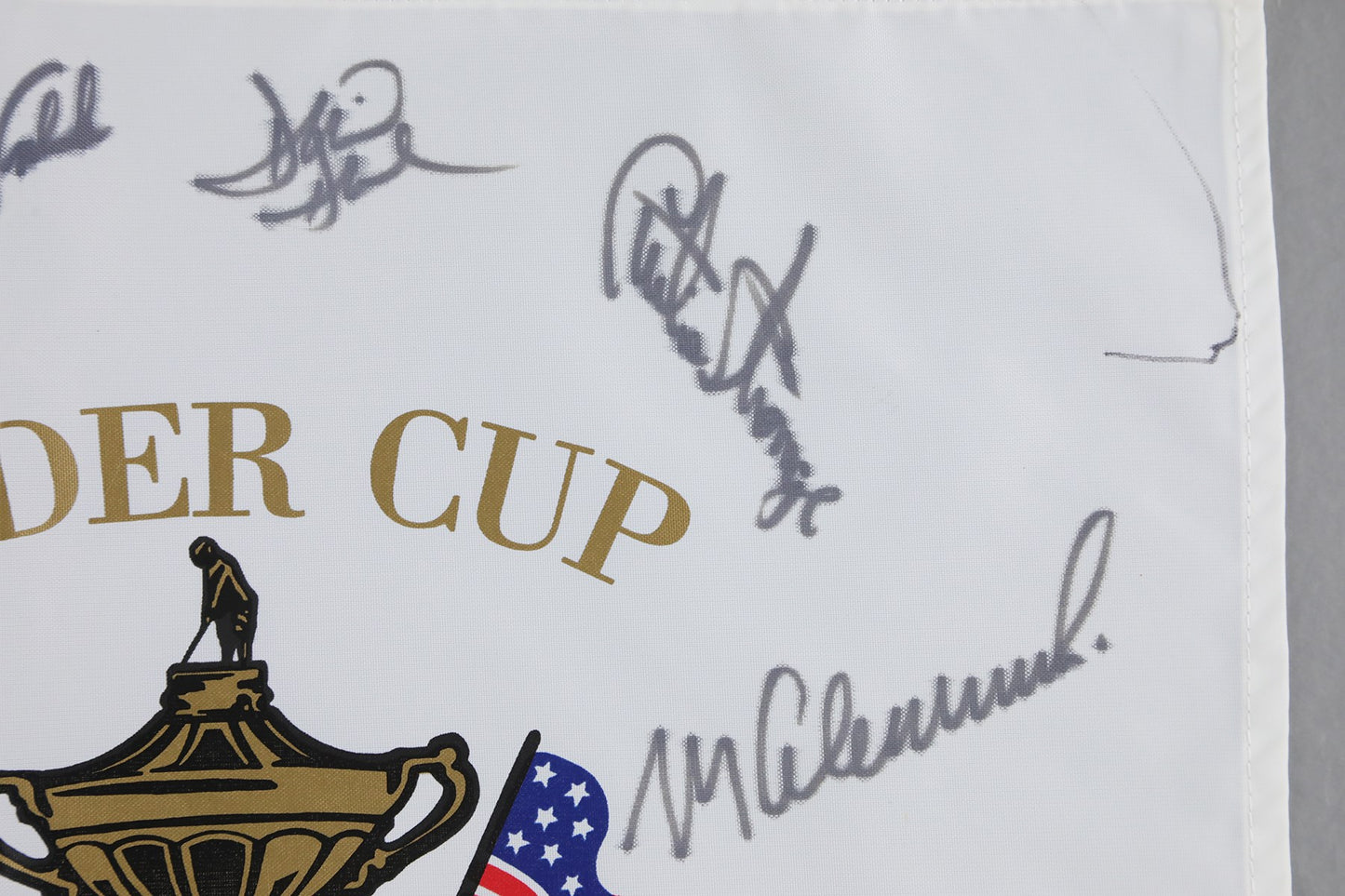 2002 Ryder Cup Signed Flag w/Tiger Woods (PSA)