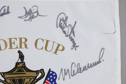 2002 Ryder Cup Signed Flag w/Tiger Woods (PSA)
