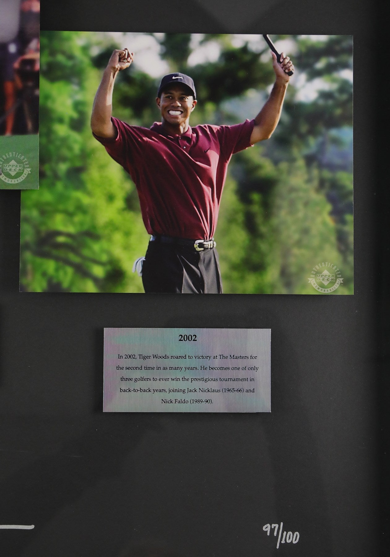 Tiger Woods Signed 1997-2002 Masters Display #97/100 (UDA)