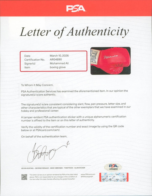 Muhammad Ali Signed Boxing Glove (PSA)