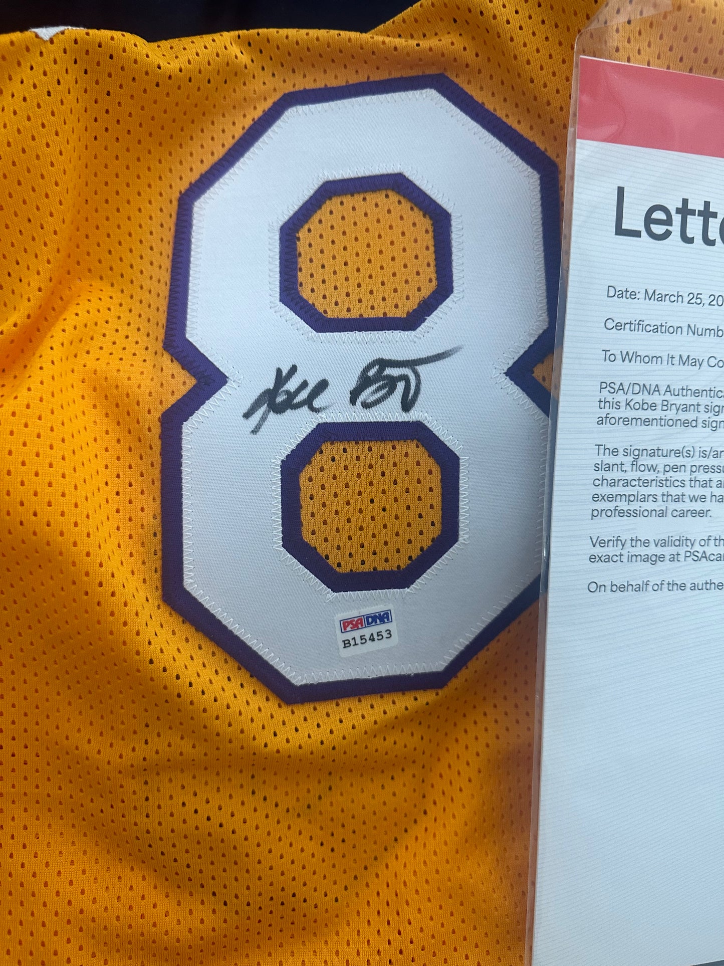 Kobe Bryant Signed Custom #8 Jersey PSA DNA LOA