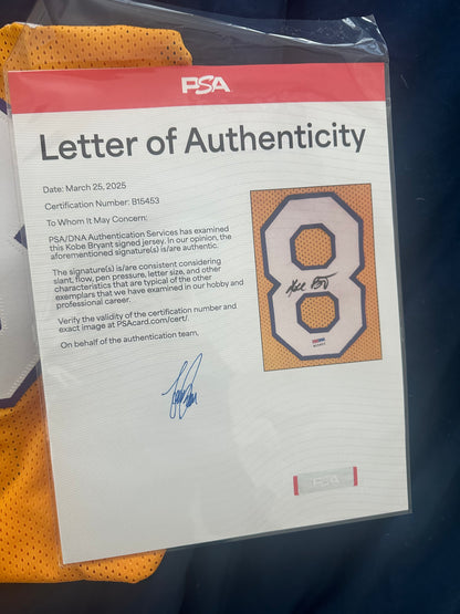 Kobe Bryant Signed Custom #8 Jersey PSA DNA LOA