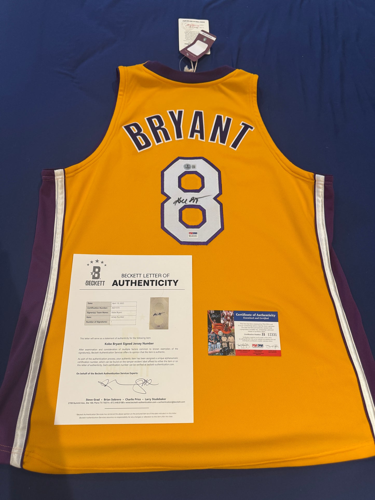 Kobe Bryant Signed Jersey Authentic Mitchell And Ness Lakers #8 Beckett LOA + PSA COA