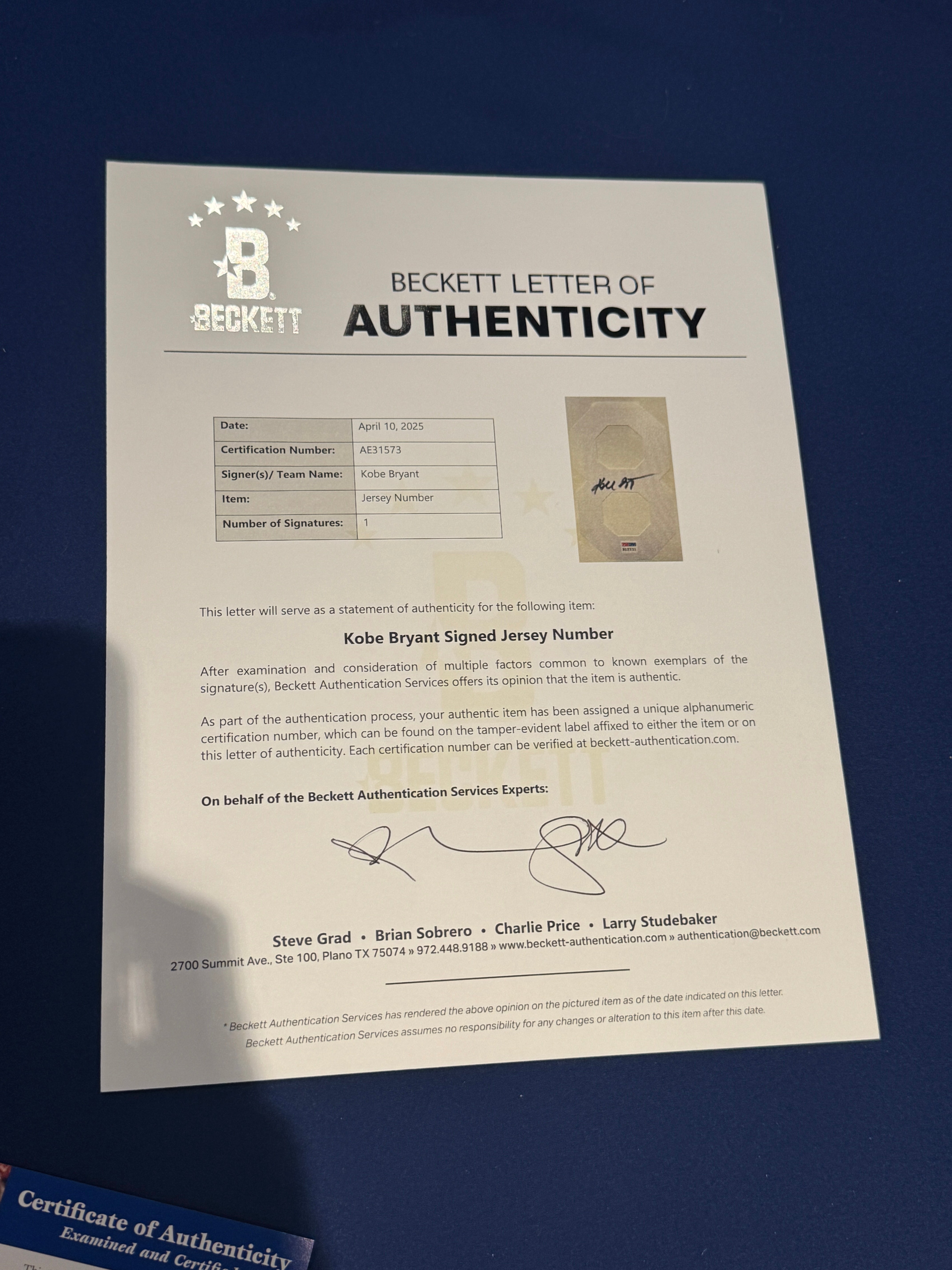 Kobe Bryant Signed Jersey Authentic Mitchell And Ness Lakers #8 Beckett LOA + PSA COA