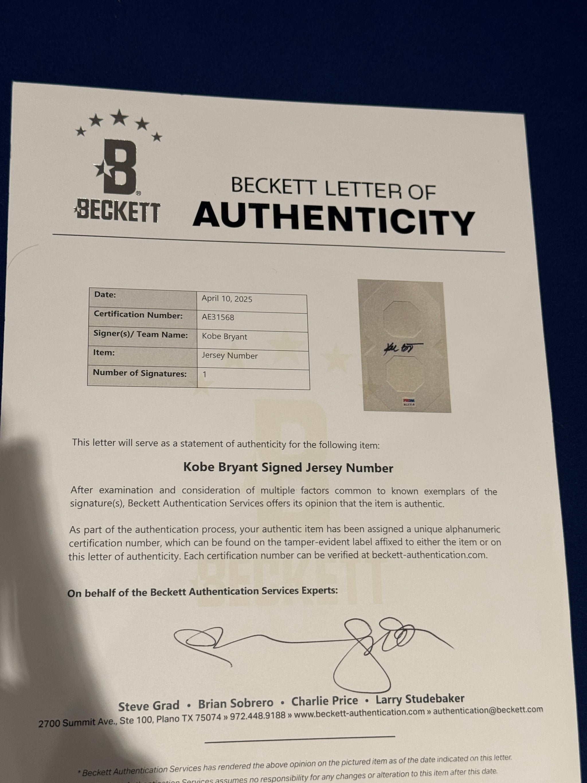 Kobe Bryant Signed Jersey Authentic Mitchell And Ness Lakers #8 Beckett LOA + PSA DNA COA