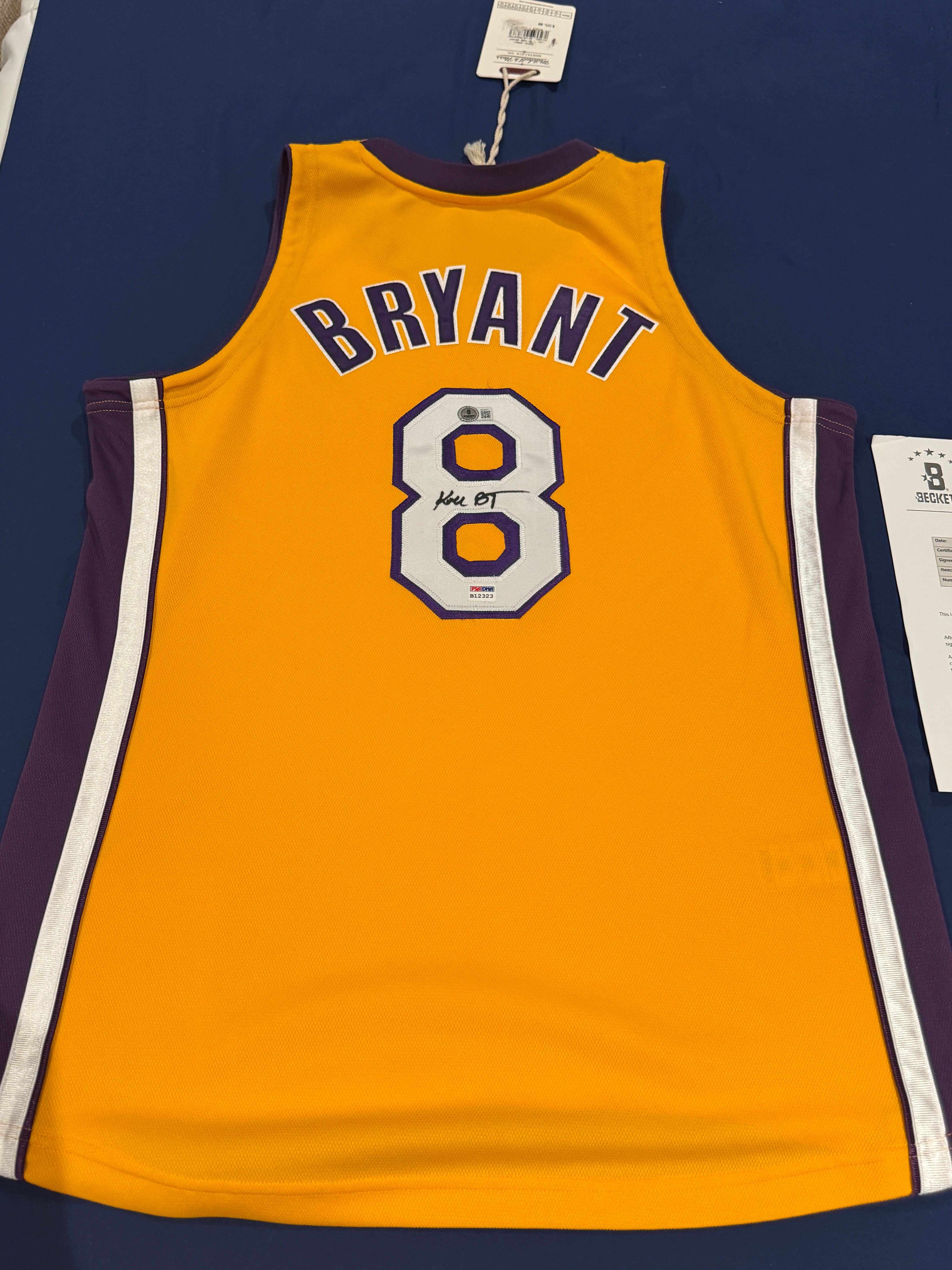 Kobe Bryant Signed Jersey Authentic Mitchell And Ness Lakers #8 Beckett LOA + PSA DNA COA