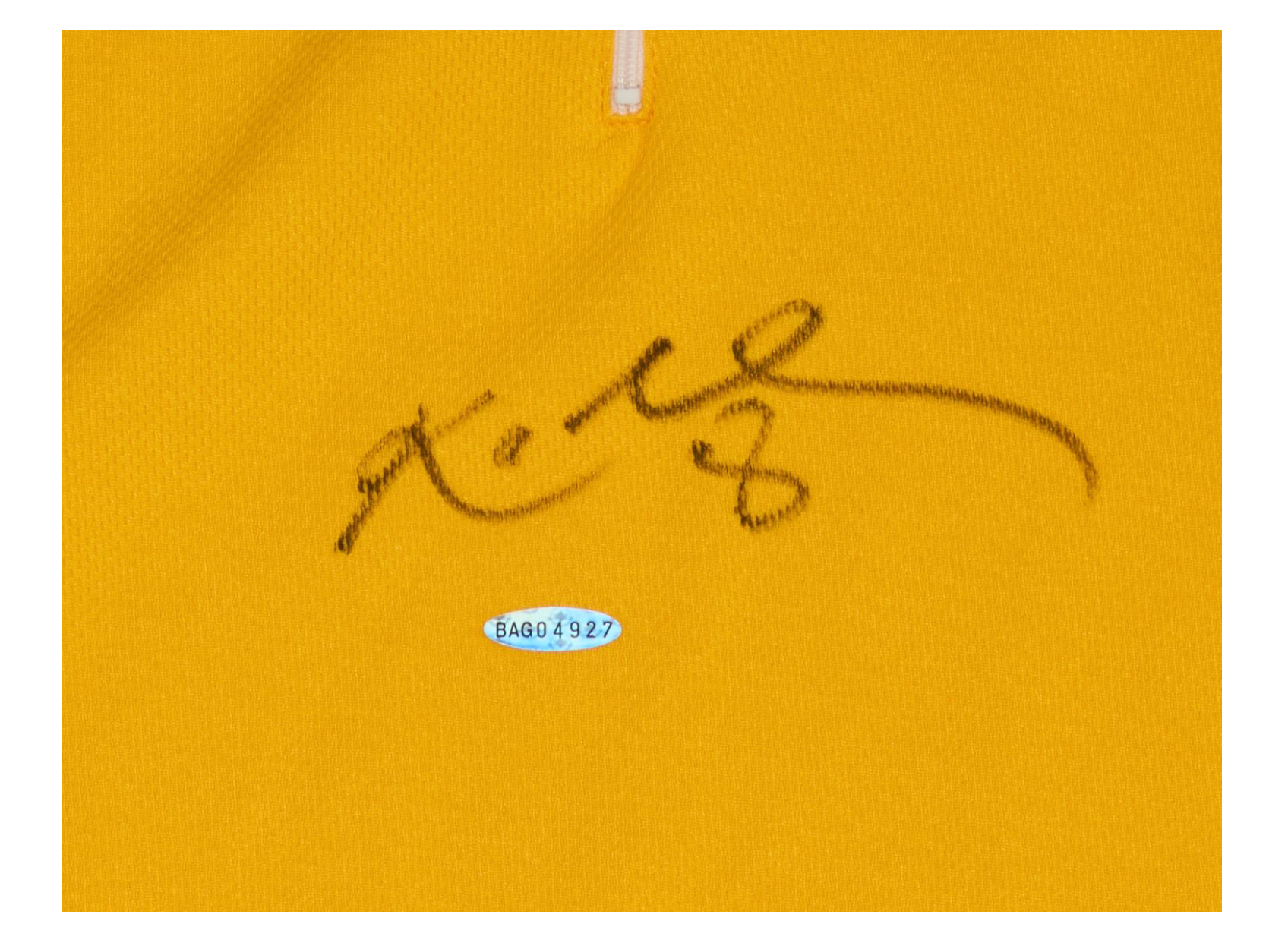 Kobe Bryant 1999-2000 Lakers Autographed Warm-Up Embroidered Yellow Zip Up Jacket