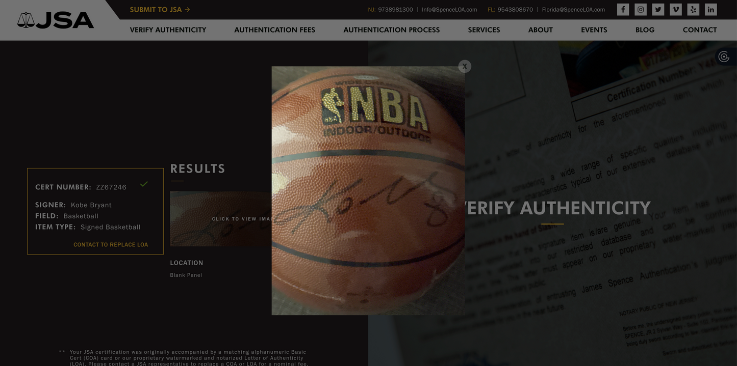 Kobe Bryant Autographed Spalding Basketball JSA LOA