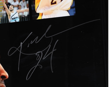 Kobe Bryant Signed Framed Photo Collage Display With Large Signature Beckett LOA 28.5 X 40.5