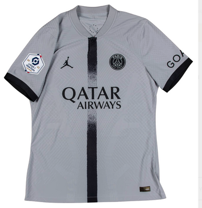 Lionel Messi 2022 23 Paris Saint Germain #30 Grey Match Jersey And Shorts Game Used/Game Issued Mears LOA