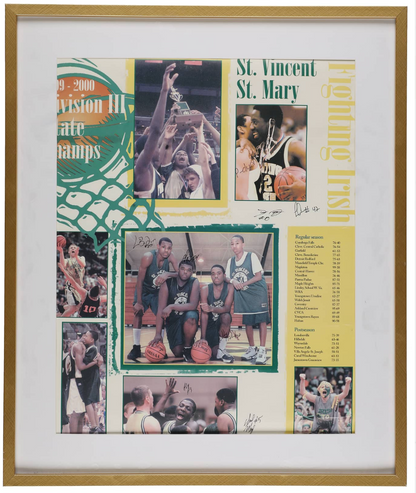 LeBron James 1999 00 St Vincent St Mary High School Team Signed Division III State Champions Framed Poster 21 X 25 Beckett Loa 9 Signatures