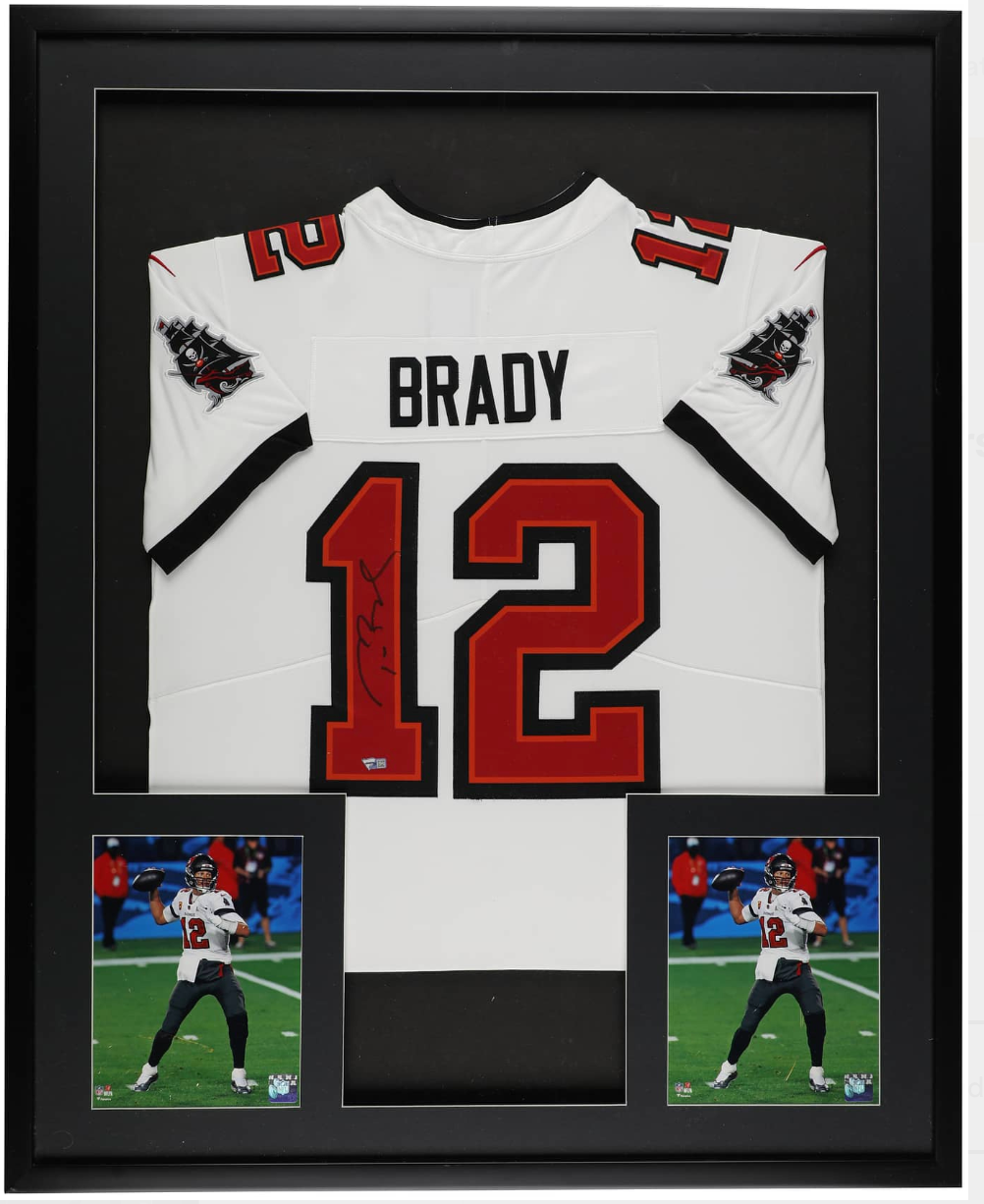 Tom Brady Signed Tampa Bay Buccaneers #12 Framed Jersey Display 33.5 X 42 Fanatics