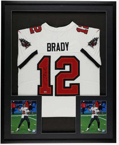Tom Brady Signed Tampa Bay Buccaneers #12 Framed Jersey Display 33.5 X 42 Fanatics
