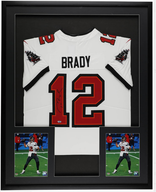 Tom Brady Signed Tampa Bay Buccaneers #12 Framed Jersey Display 33.5 X 42 Fanatics