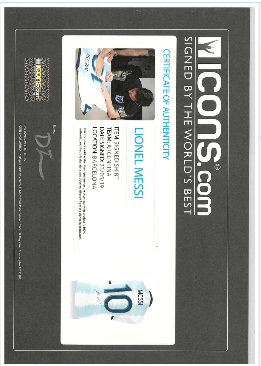 Lionel Messi Signed Argentina National Team Jersey - ICONS COA