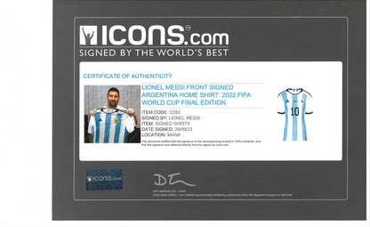 Lionel Messi Signed Argentina National Team Finals Edition Jersey - ICONS COA