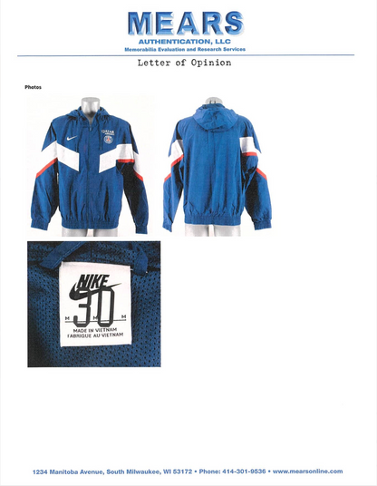 Lionel Messi 2022 23 Paris Saint Germain Warm Up Jacket Game Used/Game Issued Attributed To Messi MEARS LOA Authentic
