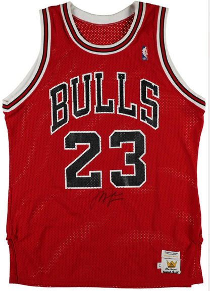 Michael Jordan Signed Chicago Bulls #23 Red Sand Knit Jersey Vintage JSA LOA