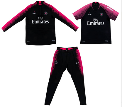 Kylian Mbappe 2018 19 Paris Saint Germain Warm Up Set Game Used/Game Issued Half Zip Pullover Shirt And Pants MEARS LOA