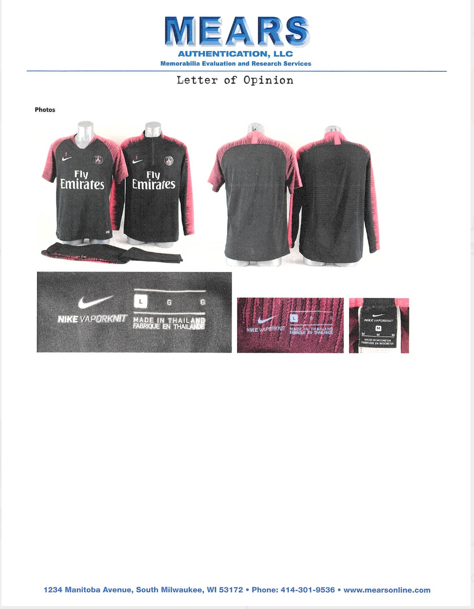Kylian Mbappe 2018 19 Paris Saint Germain Warm Up Set Game Used/Game Issued Half Zip Pullover Shirt And Pants MEARS LOA