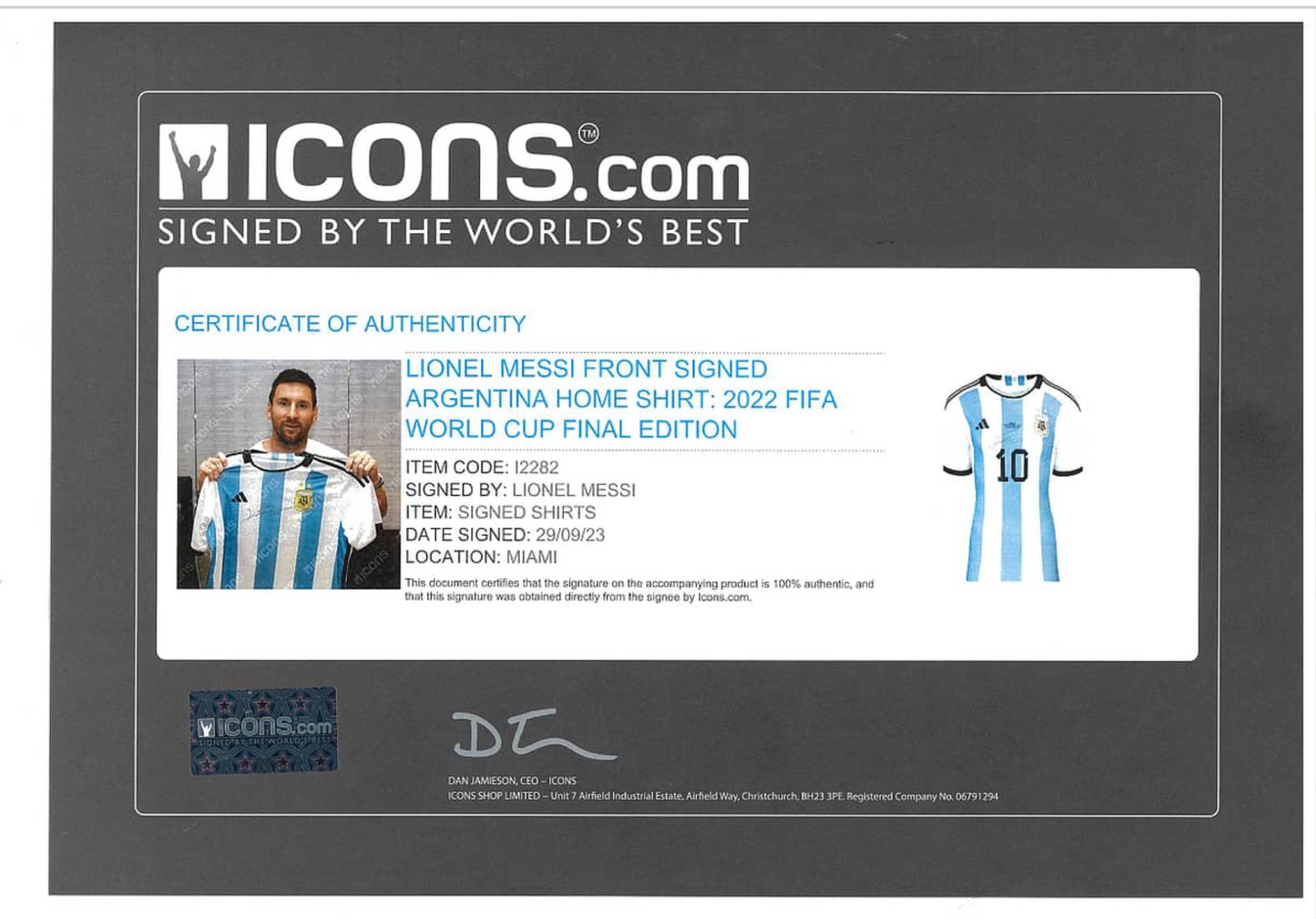 Lionel Messi Signed Argentina National Team Jersey - ICONS COA