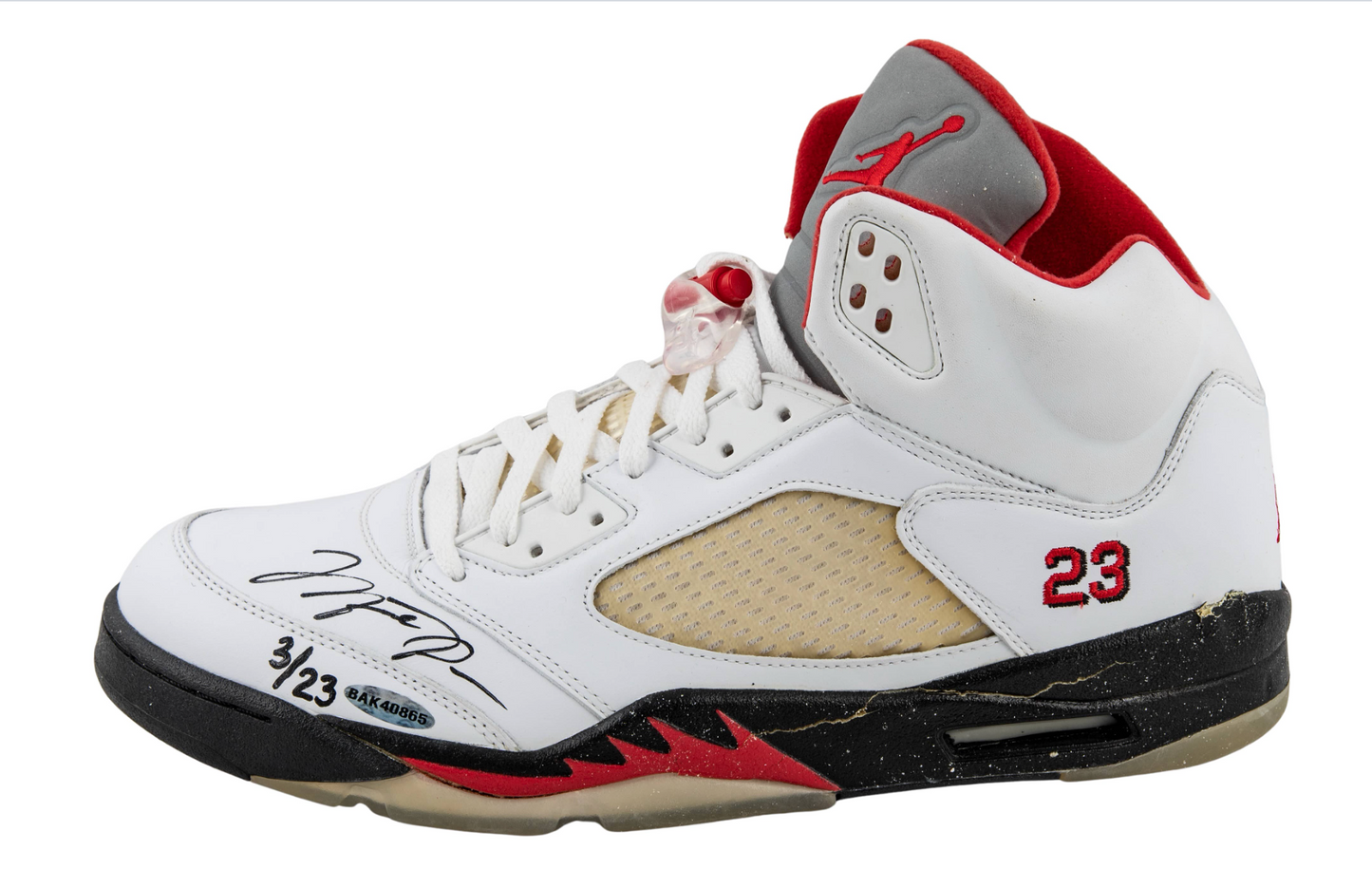 Michael Jordan Signed Air Jordan 5 Retro Fire Red Single Signed LE 3/23 Size 13 UDA Card + JSA LOA