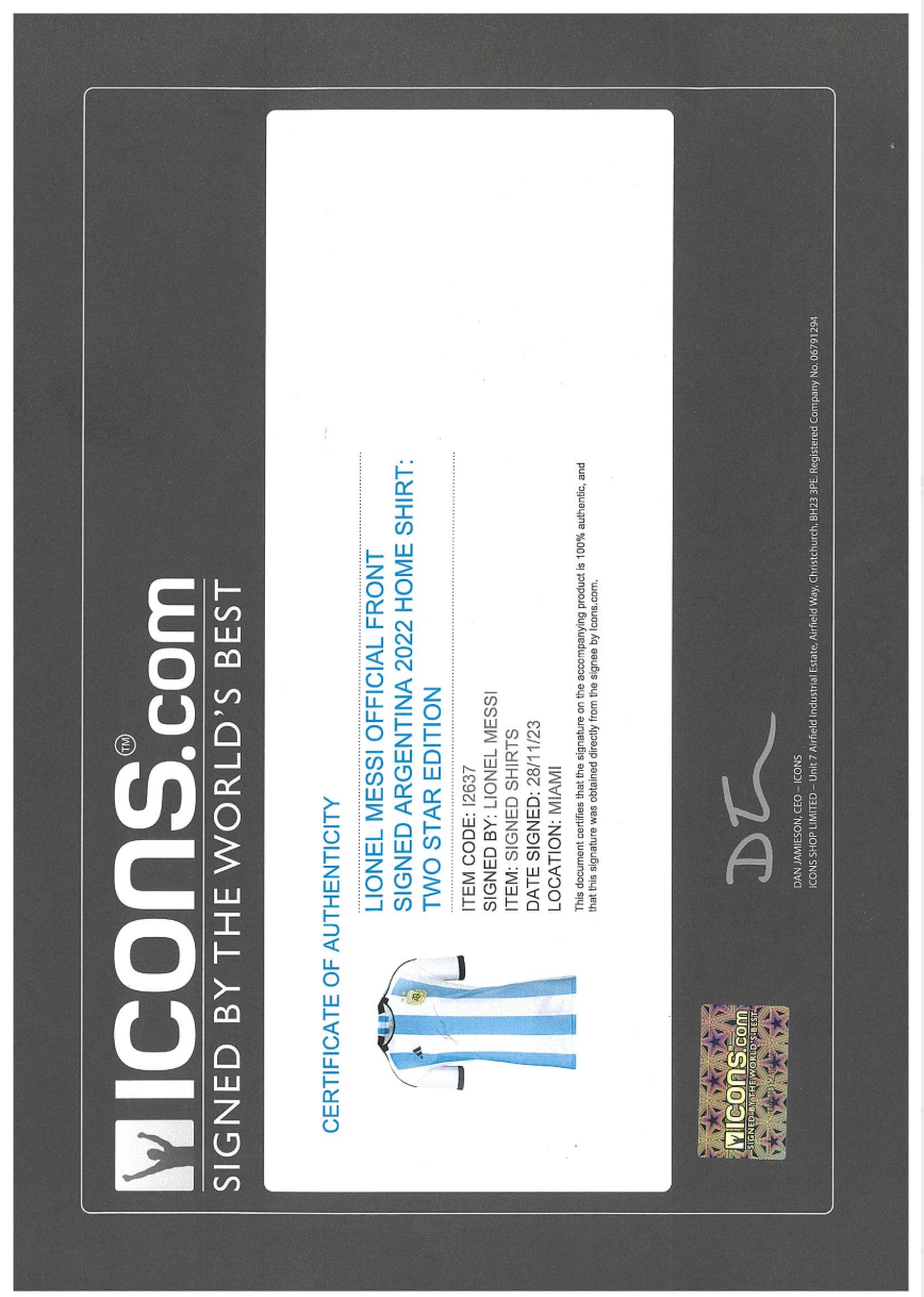 Lionel Messi Signed Argentina National Team Jersey - ICONS COA