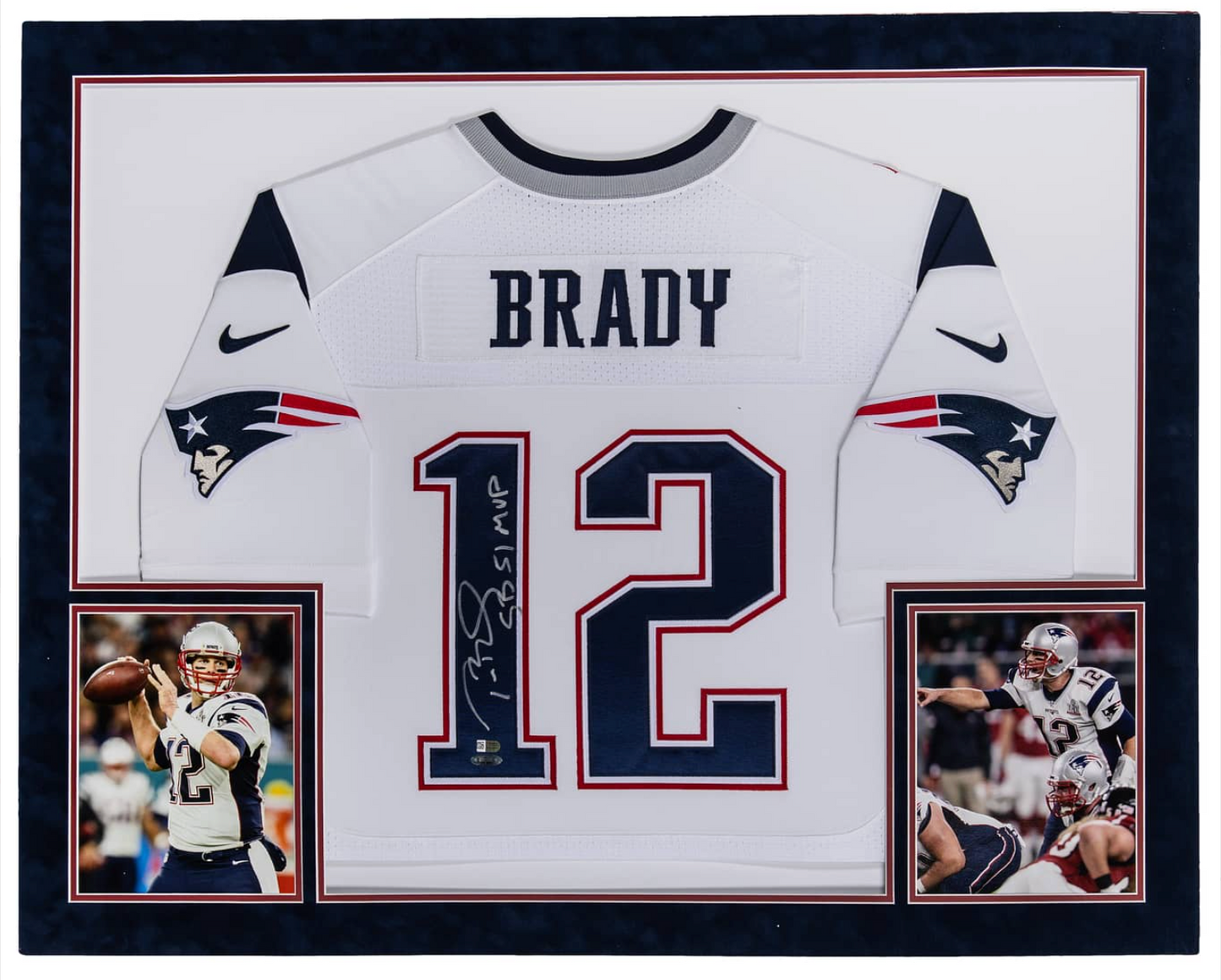 Tom Brady Signed, Inscribed "SB 51 MVP" New England Patriots Jersey and Photograph Display - 38 x 30 - Fanatics, Tristar