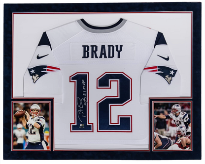 Tom Brady Signed, Inscribed "SB 51 MVP" New England Patriots Jersey and Photograph Display - 38 x 30 - Fanatics, Tristar