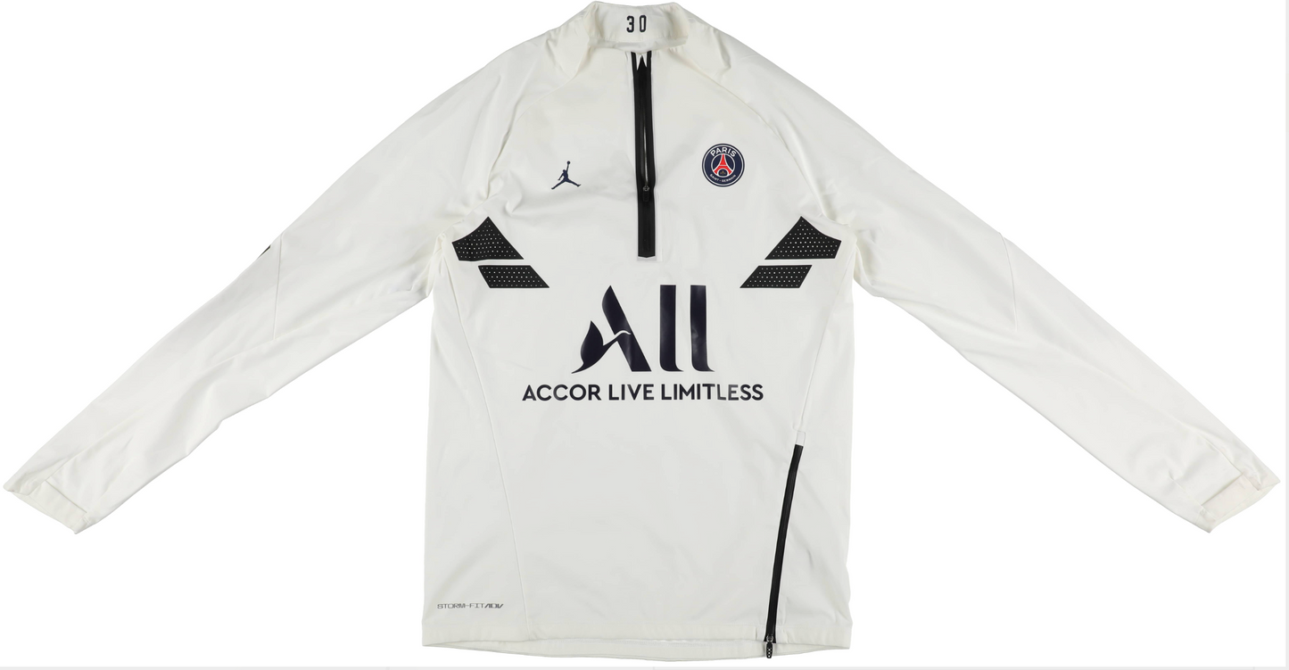 Lionel Messi 2021 22 Paris Saint Germain Half Zip Pullover Windbreaker Shirt Game Used/Game Issued MEARS LOA Authentic