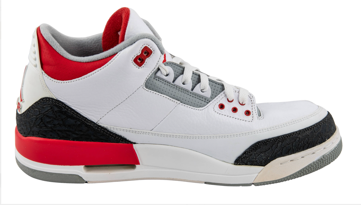 Michael Jordan Single Signed Air Jordan 3 Retro White And Red Shoe Size 13 UDA Card + JSA LOA