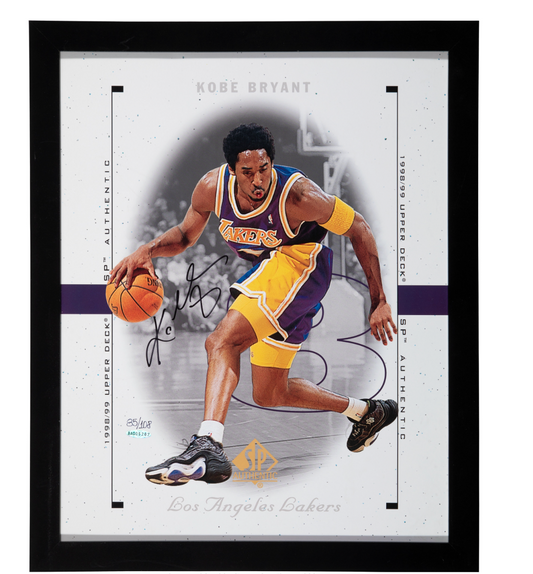 Kobe Bryant Signed Oversized UDA SP Authentic Card Print LE 85/108 Framed 18x22 UDA + PSA/DNA LOA + Beckett LOA