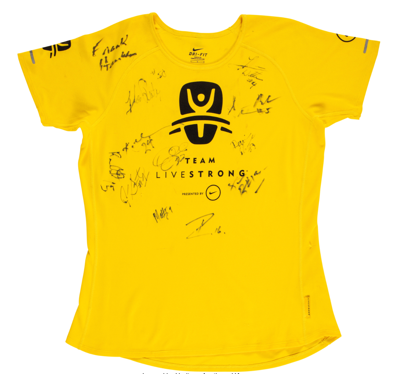 Kobe Bryant + Lakers Multi-Signed Team Livestrong Marathon Shirt  Late 1990s w/ Signing Photos (PSA/DNA LOA + Beckett LOA)