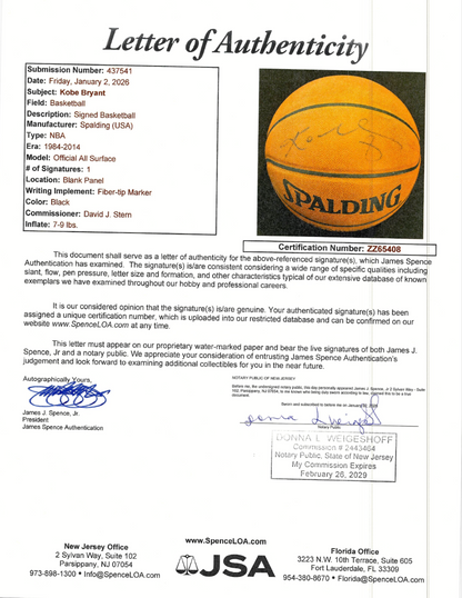 Kobe Bryant Autographed Spalding NBA Basketball PSA/DNA & JSA LOA