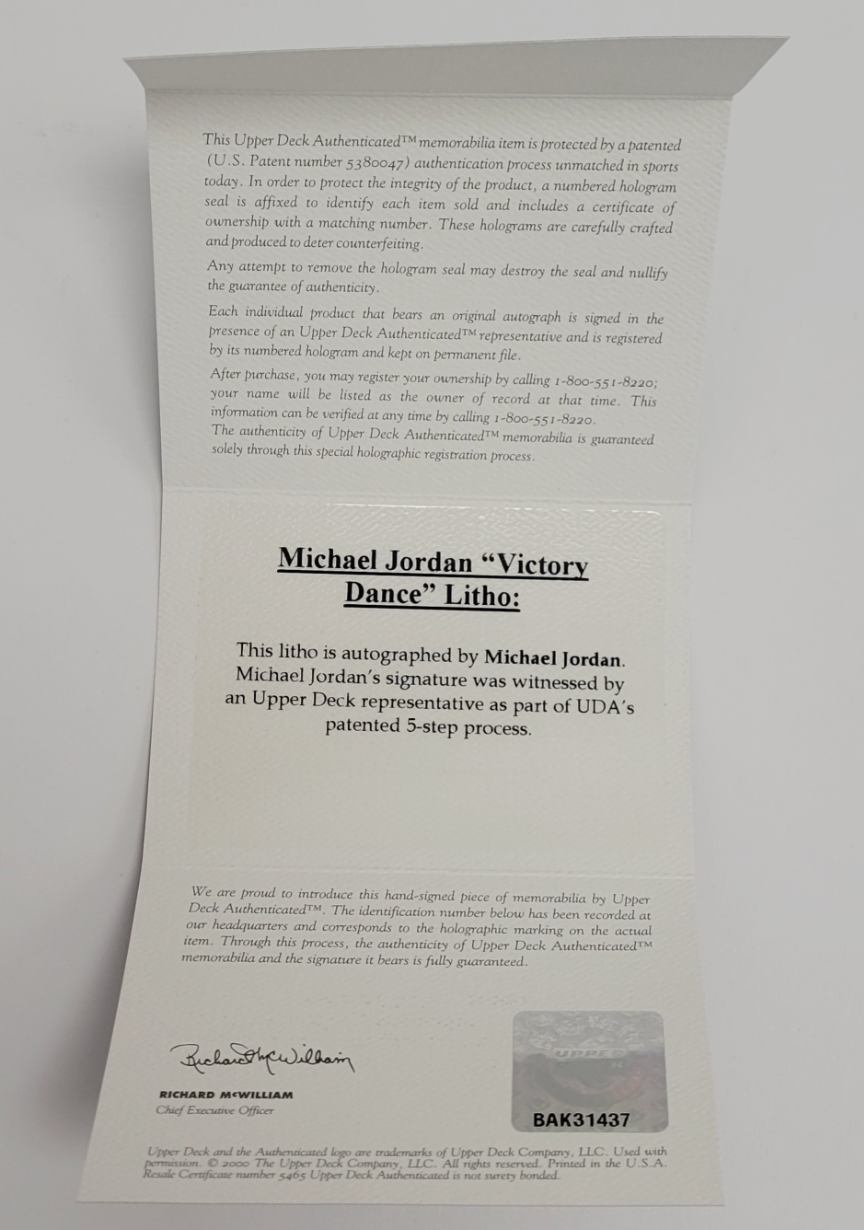 Michael Jordan Autographed "Victory Dance" 33x42 Carlo Beninati Fine Art Lithograph LE #19/23 UDA