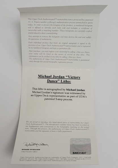 Michael Jordan Autographed "Victory Dance" 33x42 Carlo Beninati Fine Art Lithograph LE #19/23 UDA