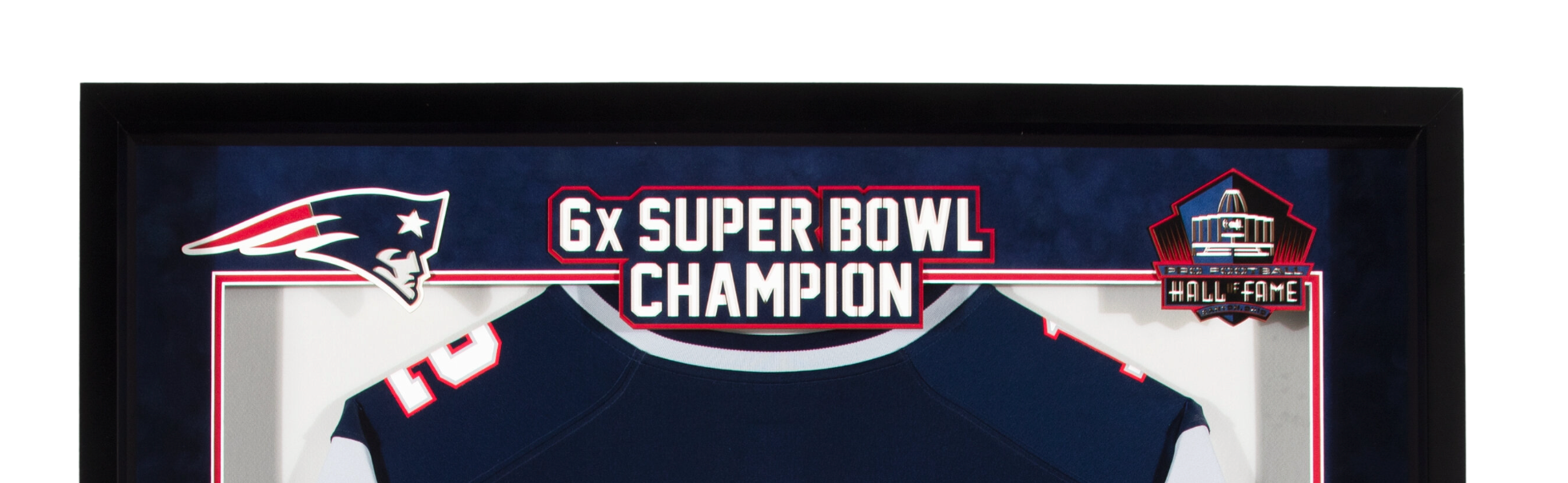 Tom Brady Signed New England Patriots Jersey Display with Replica Super Bowl Rings Framed 33x42 (PSA DNA LOA and Beckett LOA)