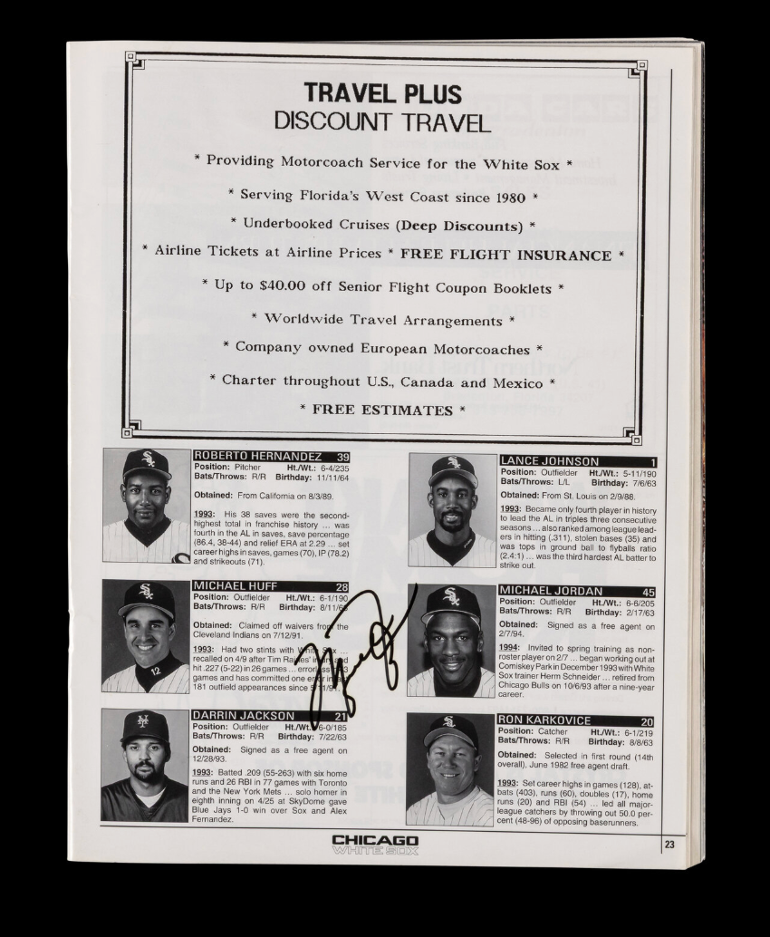 Michael Jordan Signed Autograph 1994 Chicago White Sox Spring Training Program (Beckett LOA)