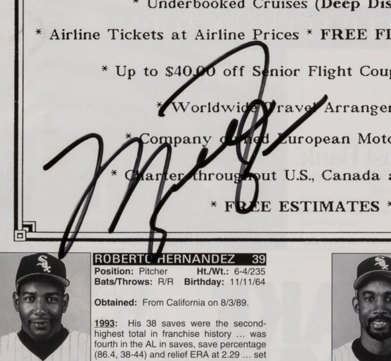 Michael Jordan Signed 1994 Chicago White Sox Spring Training Program Beckett LOA