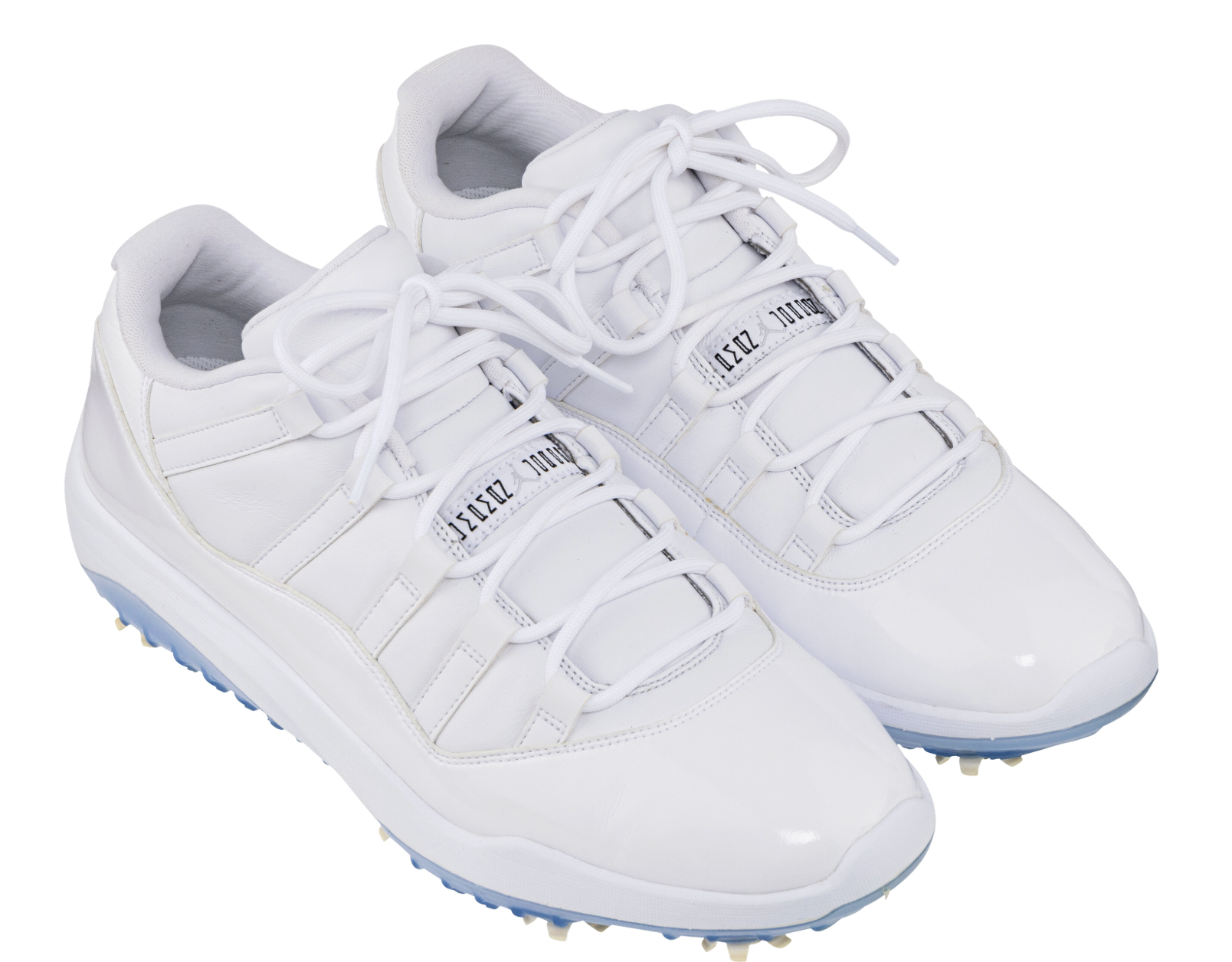 Michael Jordan Golf Worn Air Jordan 11 Golf Shoes All White Promo Sample Size 13 Heritage LOA