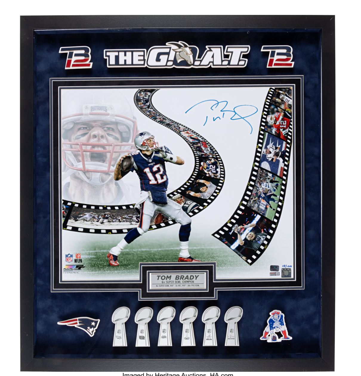 Tom Brady Signed Oversized Photo Display LE 15/100 Framed 31x35 PSA DNA LOA Beckett LOA