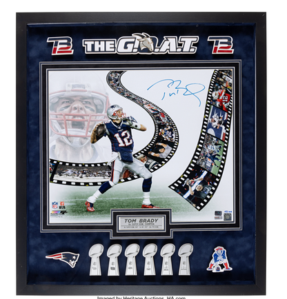 Tom Brady Signed Oversized Photo Display LE 15/100 Framed 31x35 PSA DNA LOA Beckett LOA