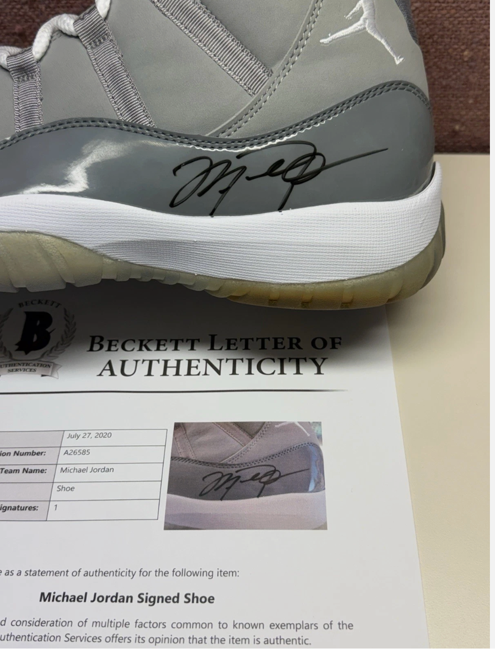 Michael Jordan Signed Air Jordan XI “Cool Grey” Shoes Beckett LOA