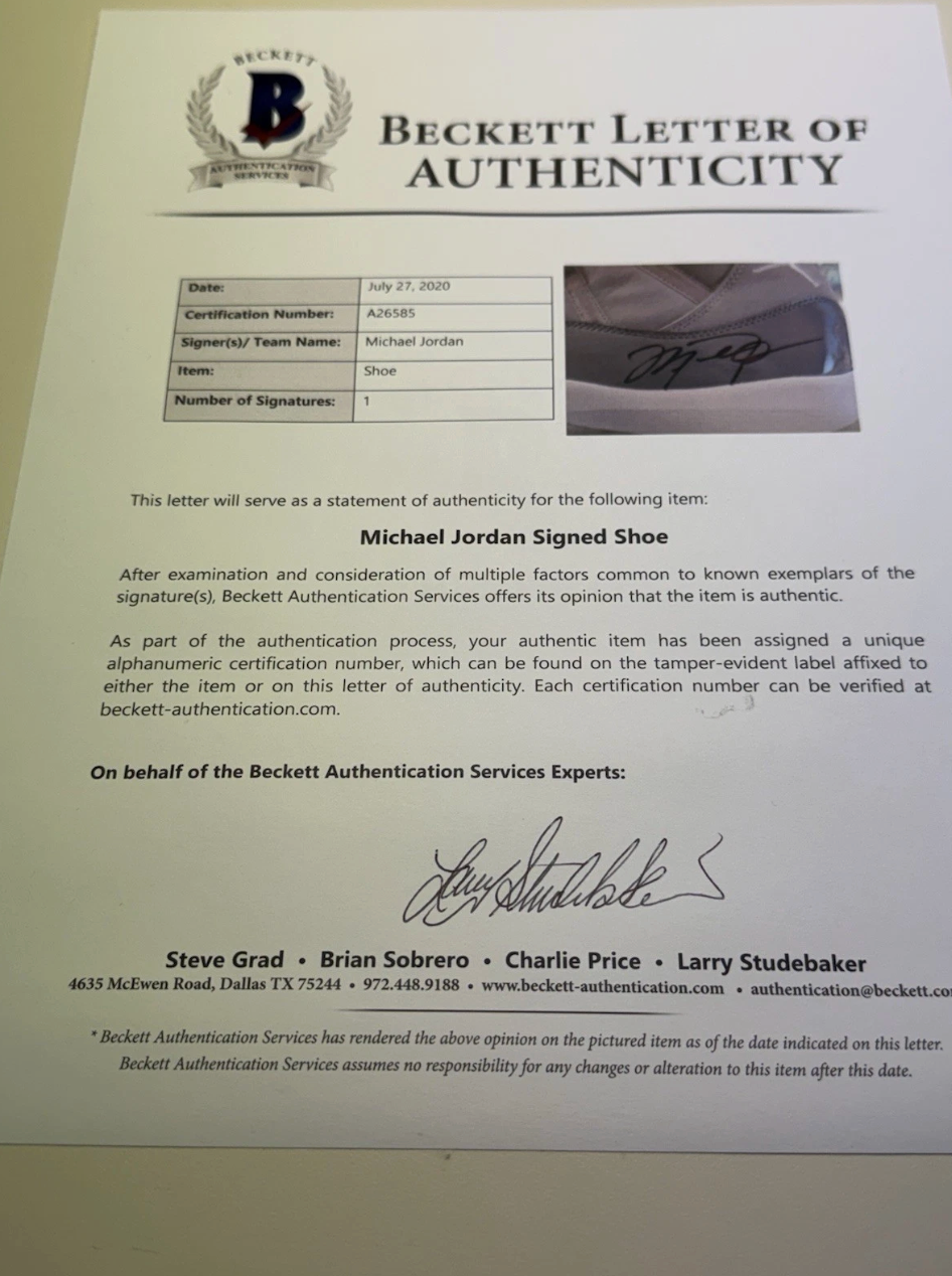 Michael Jordan Signed Air Jordan XI “Cool Grey” Shoes Beckett LOA