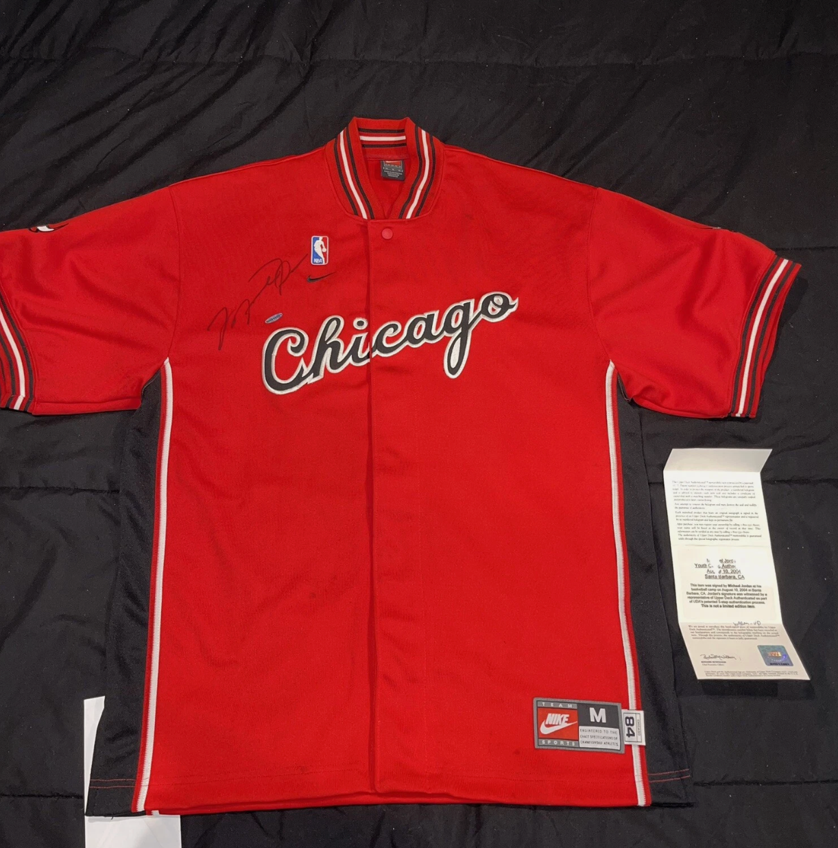 Michael Jordan Upper Deck Signed Chicago Warm Up Jersey With UDA COA