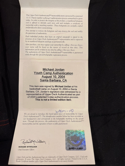 Michael Jordan Upper Deck Signed Chicago Warm Up Jersey With UDA COA