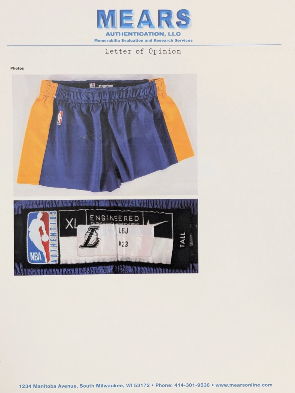 LeBron James Signed 2018 Los Angeles Lakers Shorts Attributed MEARS And Beckett BAS LOA