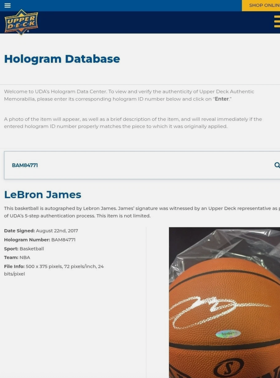 Lebron James Signed Official Spalding Basketball UDA SILVER SIG with Database match