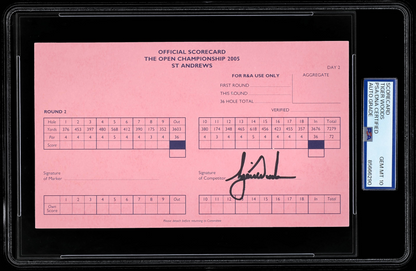 2005 Tiger Woods Signed The Open Championship St. Andrews Day 2 Official Scorecard - PSA/DNA GEM MT 10