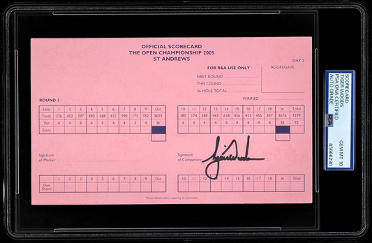 2005 Tiger Woods Signed The Open Championship St. Andrews Day 2 Official Scorecard - PSA/DNA GEM MT 10